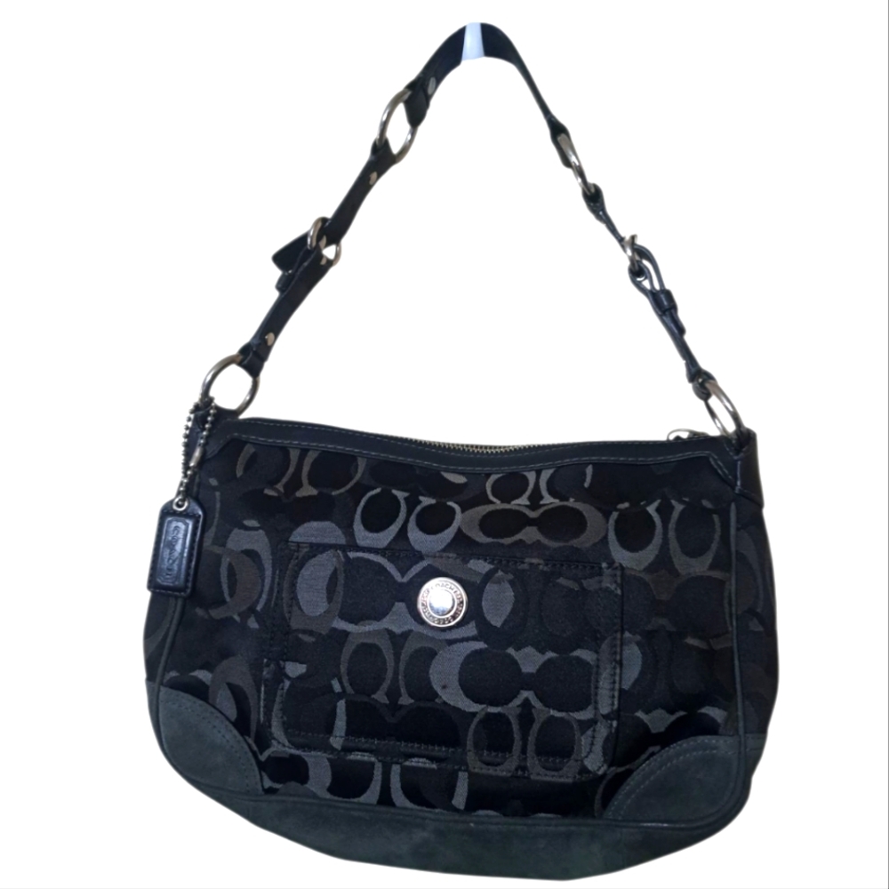 Coach  Vintage Chelsea Optic Signature/Suede Shoulder Bag Y2K